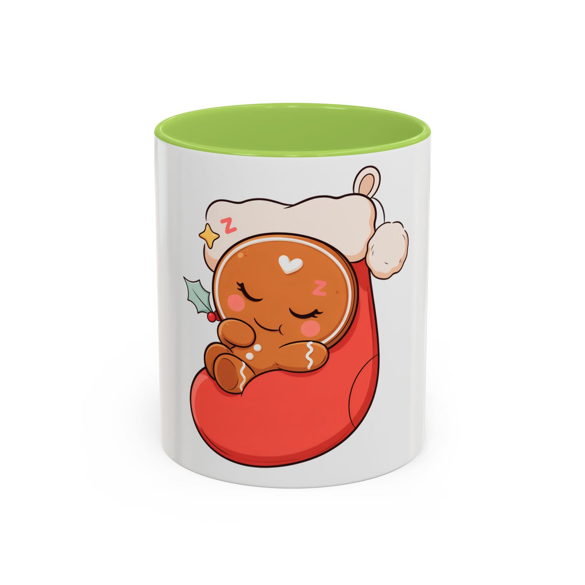 Christmas Gingerbread Mug: Sleepy Stocking Accent Coffee Mug