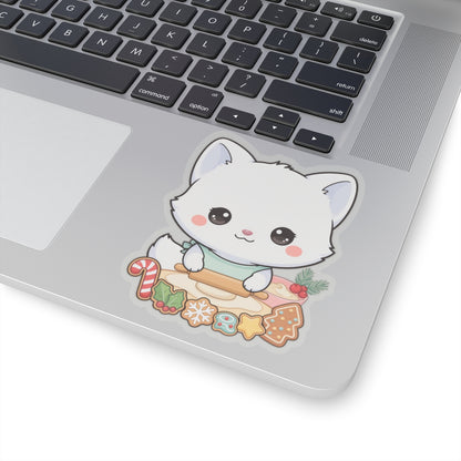 Christmas Fox Sticker: Kawaii Arctic Baker