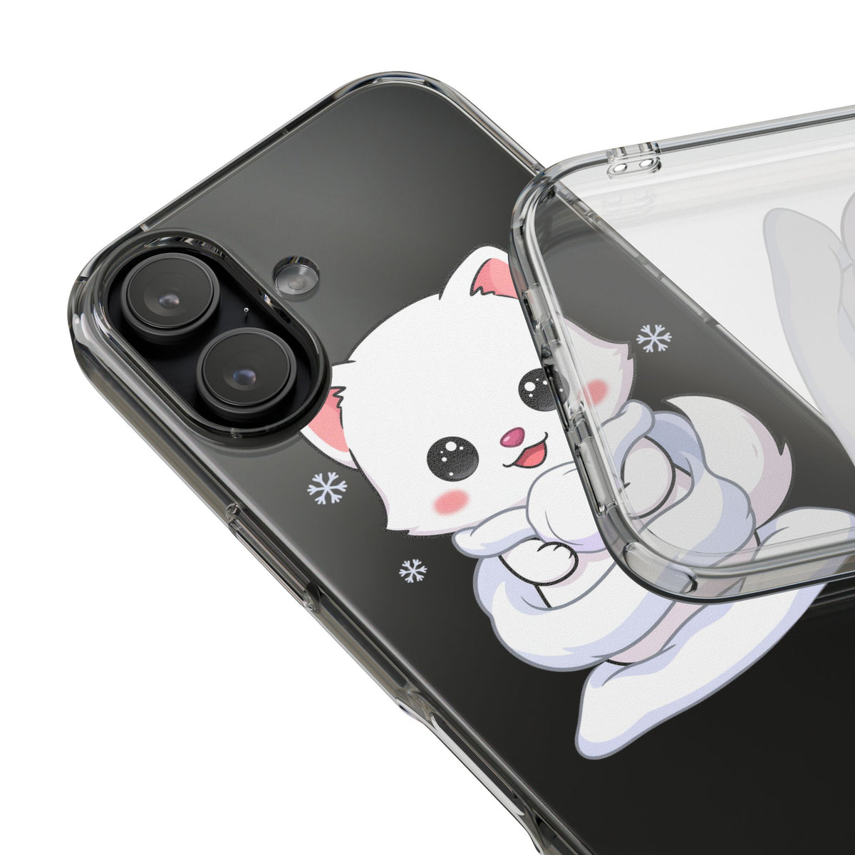 Kawaii Arctic Fox Phone Case, Cute Snow Day Gift