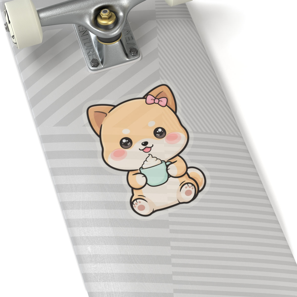 Kawaii Shiba Inu Latte Kiss-Cut Sticker for Coffee Lovers
