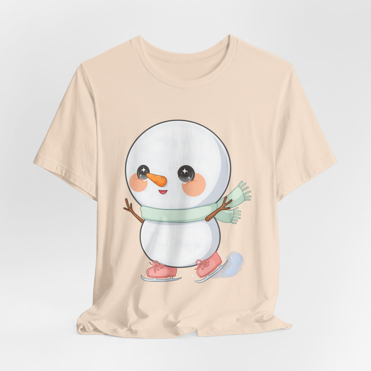 Cute Snowman T-Shirt, Kawaii Ice Skating Holiday Gift