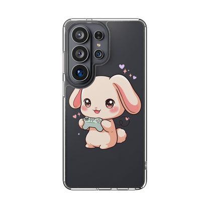 Kawaii Bunny Gamer Clear Impact-Resistant Phone Case