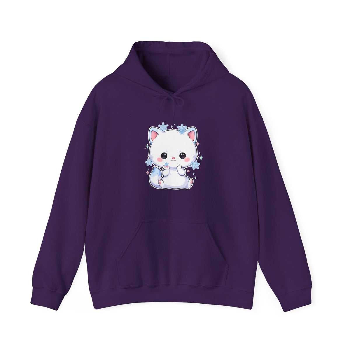 Kawaii Arctic Fox Hoodie, Cute Snowflake Fox Sweatshirt