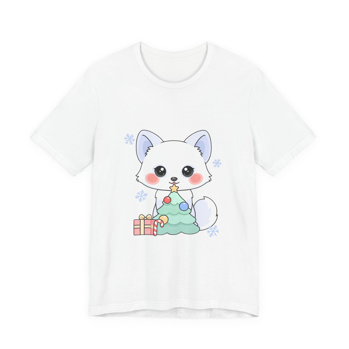 Kawaii Christmas Fox T-Shirt for Cozy Holiday Decorating