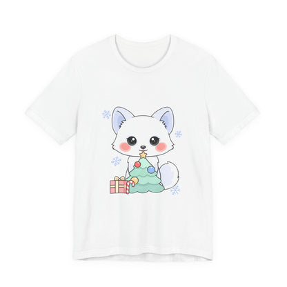 Kawaii Christmas Fox T-Shirt for Cozy Holiday Decorating