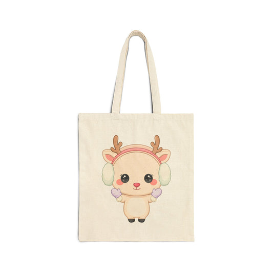 Kawaii Reindeer Tote Bag for Cute Winter Gift Lovers