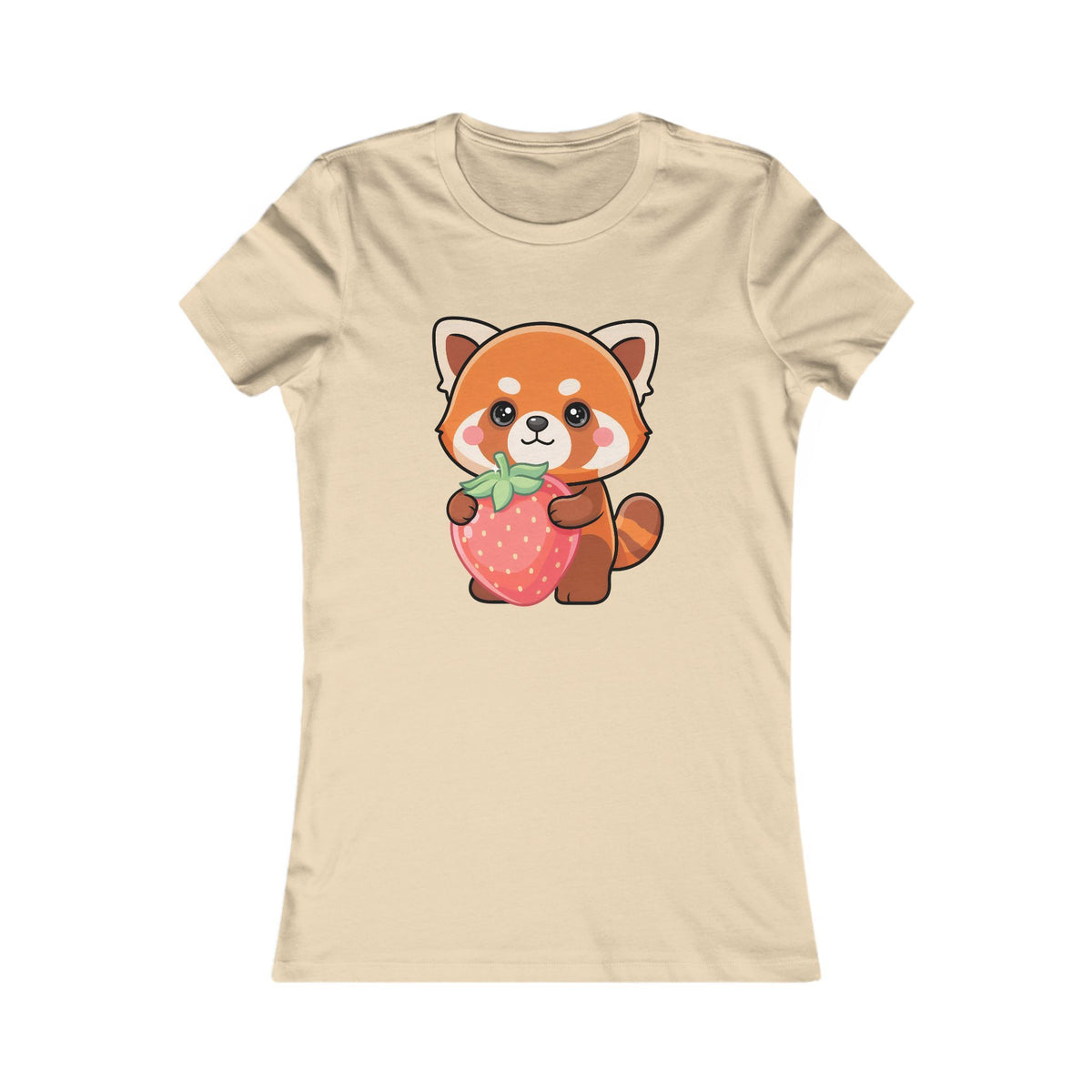 Kawaii Red Panda T-Shirt, Strawberry Hug Cute Animal Tee
