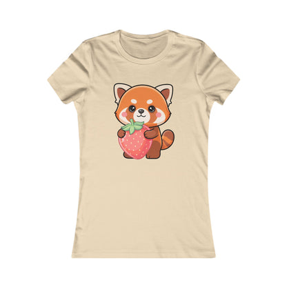 Kawaii Red Panda T-Shirt, Strawberry Hug Cute Animal Tee