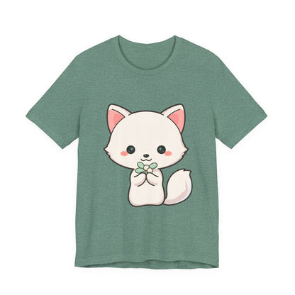 Christmas Fox T-Shirt, Cute Mistletoe Kawaii Tee