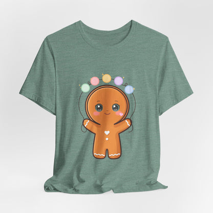 Kawaii Gingerbread Man Christmas T-Shirt, Cute Holiday Tee