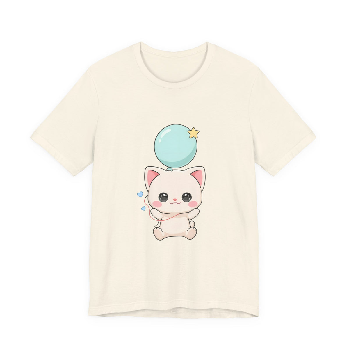 Kawaii Cat Balloon T-Shirt, Cute Chibi Kitty Tee