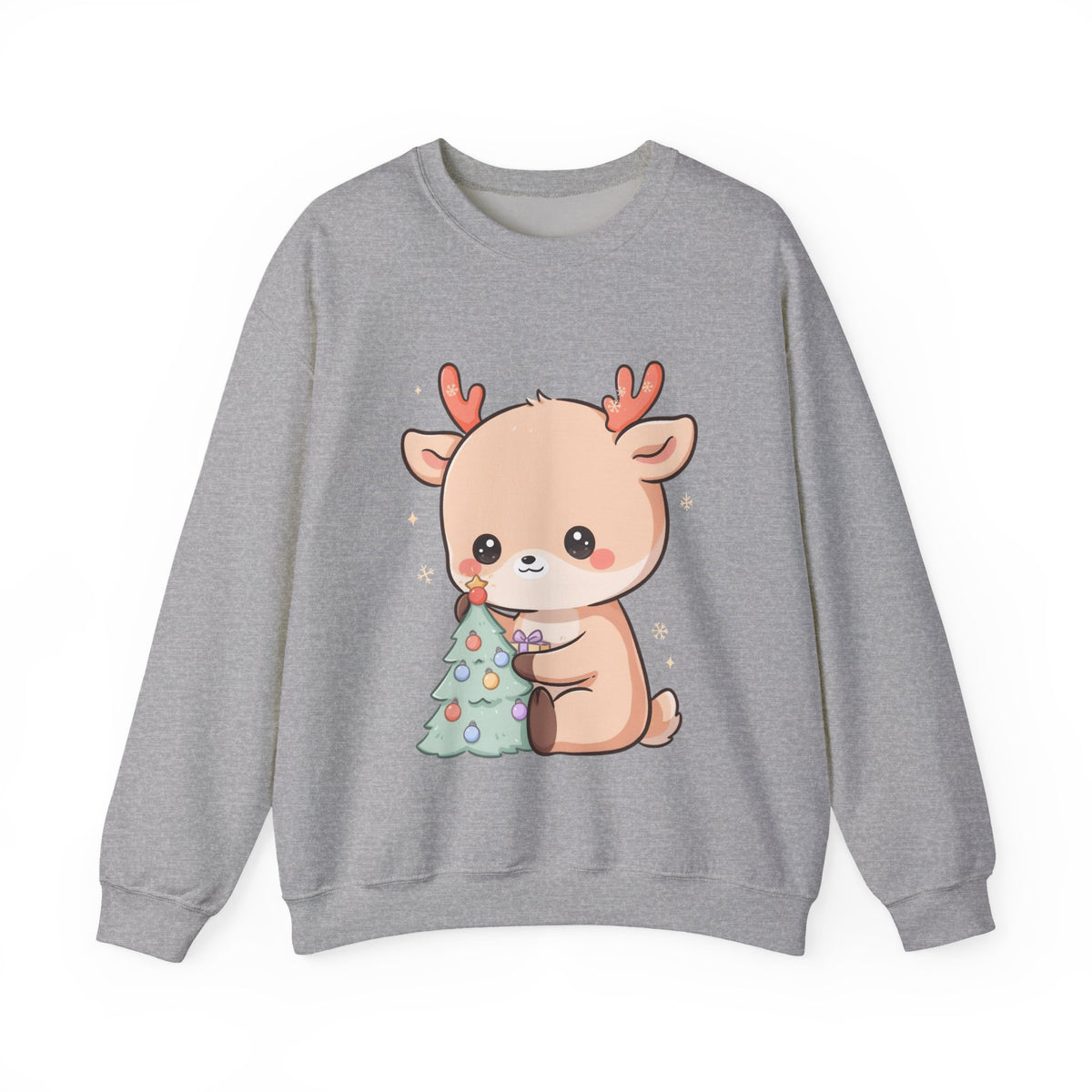 Kawaii Christmas Reindeer Sweatshirt, Cute Holiday Crewneck