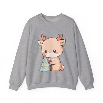 Kawaii Christmas Reindeer Sweatshirt, Cute Holiday Crewneck