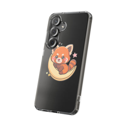 Red Panda Phone Case, Kawaii Moon Companion