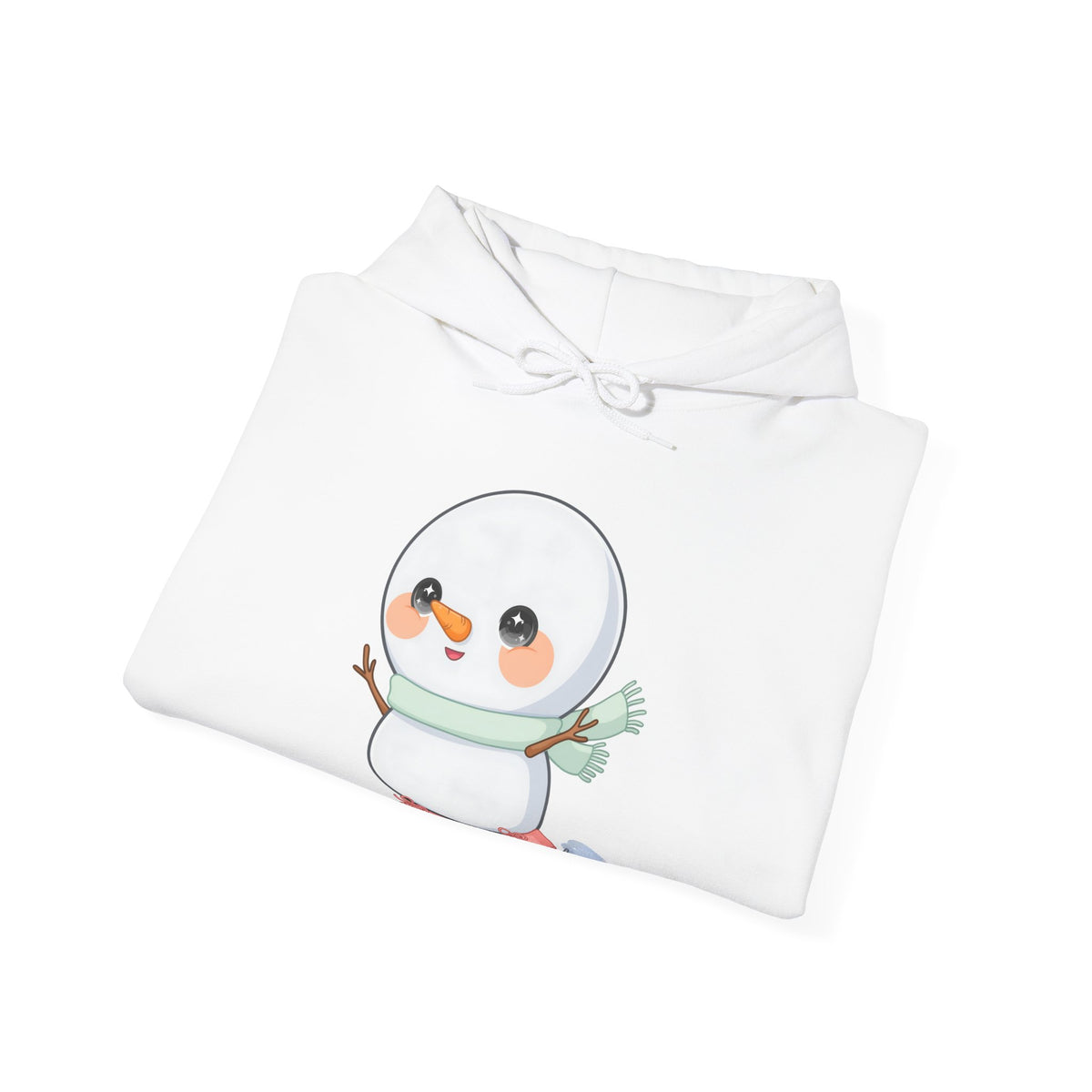 Kawaii Snowman Hoodie, Cute Ice Skating Winter Sweatshirt