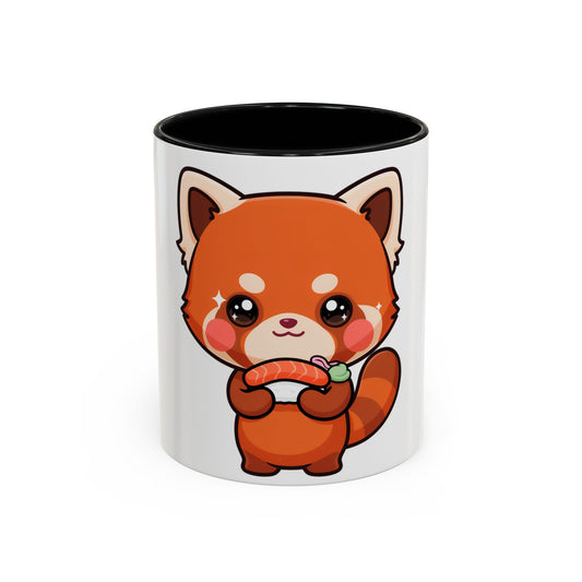 Red Panda Sushi Mug, Cute Kawaii Accent Coffee Mug