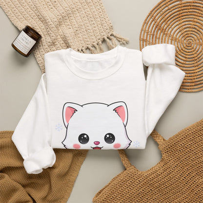 Kawaii Arctic Fox Sweatshirt, Cute Winter Animal Crewneck