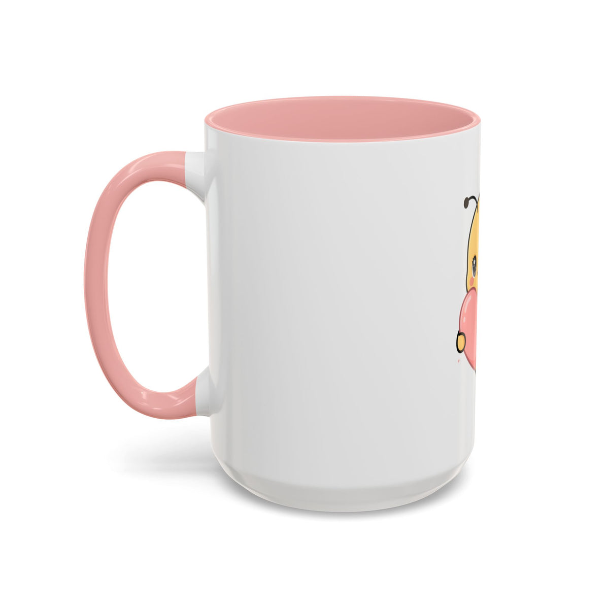 Kawaii Bee Accent Coffee Mug with Pink Heart