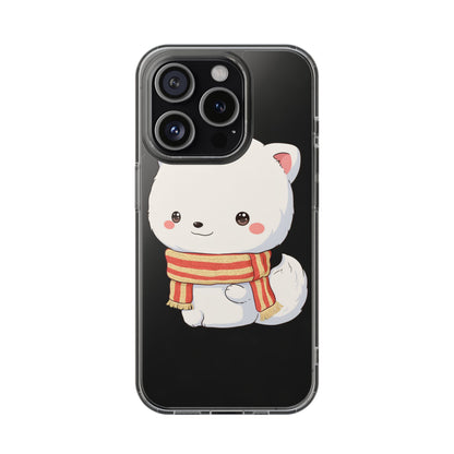 Kawaii Arctic Fox Phone Case, Cozy Christmas Scarf