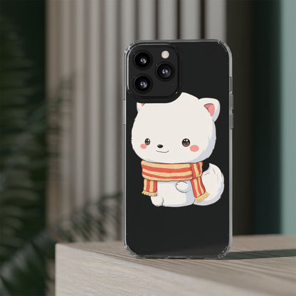 Kawaii Arctic Fox Phone Case, Cozy Christmas Scarf