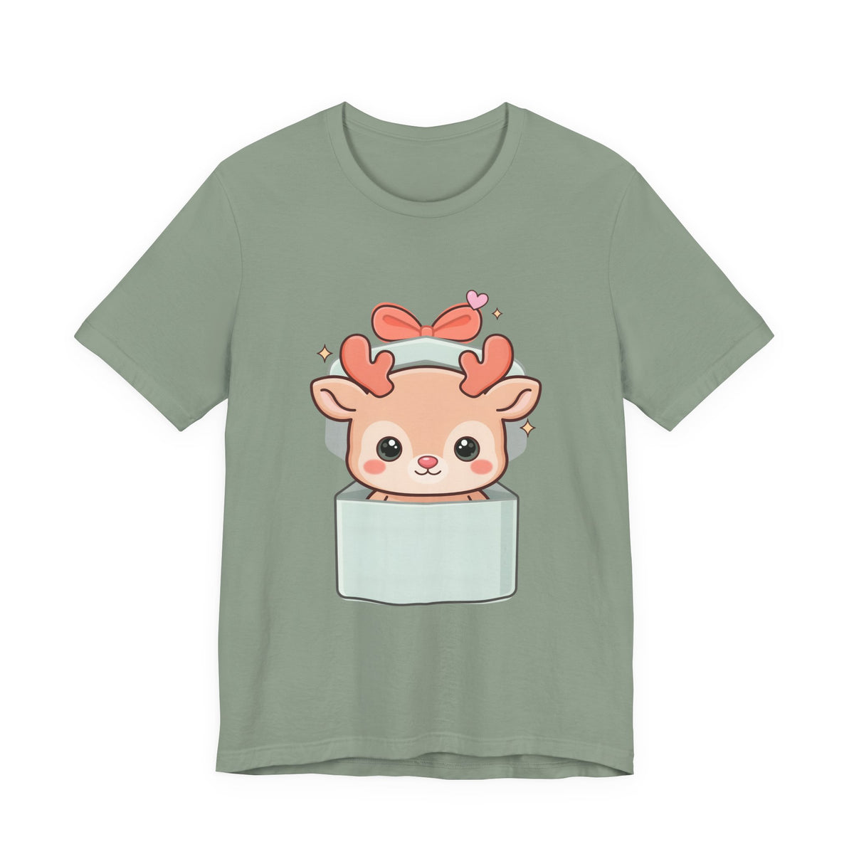 Kawaii Reindeer T-Shirt – Cute Gift Box Christmas Tee