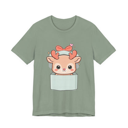 Kawaii Reindeer T-Shirt – Cute Gift Box Christmas Tee