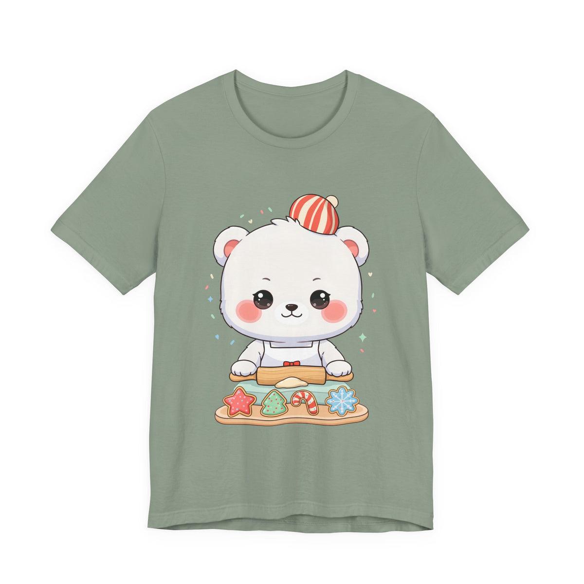 Christmas Cookie Baking Polar Bear Tee, Kawaii Holiday Shirt