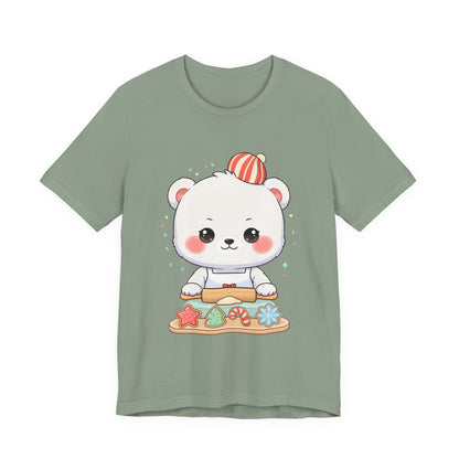 Christmas Cookie Baking Polar Bear Tee, Kawaii Holiday Shirt