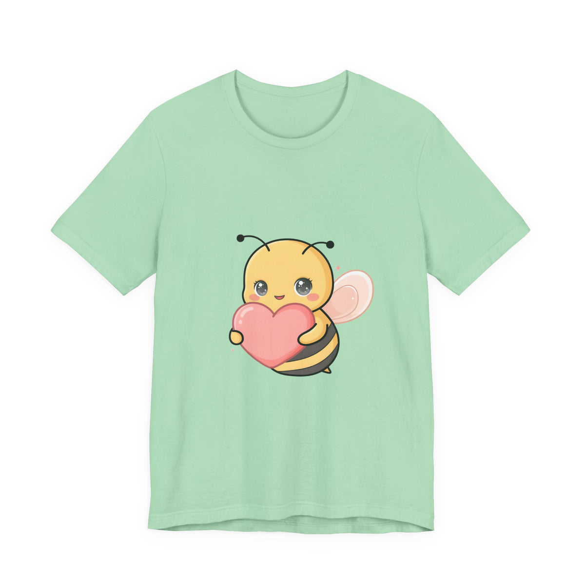 Kawaii Bee T-Shirt: Sweet Heart-Loving Unisex Tee