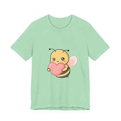 Kawaii Bee T-Shirt: Sweet Heart-Loving Unisex Tee