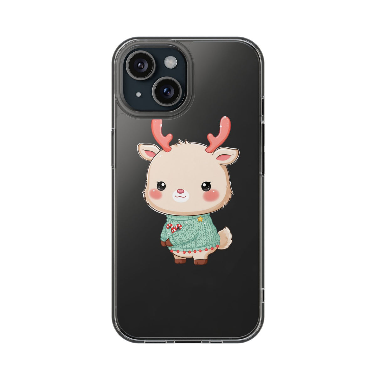 Kawaii Reindeer Clear Impact-Resistant Phone Case