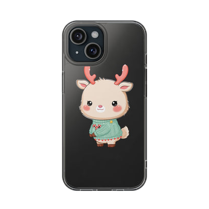 Kawaii Reindeer Clear Impact-Resistant Phone Case