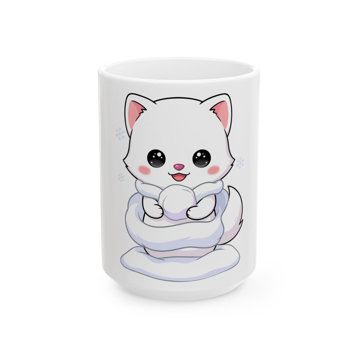 Kawaii Arctic Fox Mug, Cute Snowy Animal Ceramic Cup