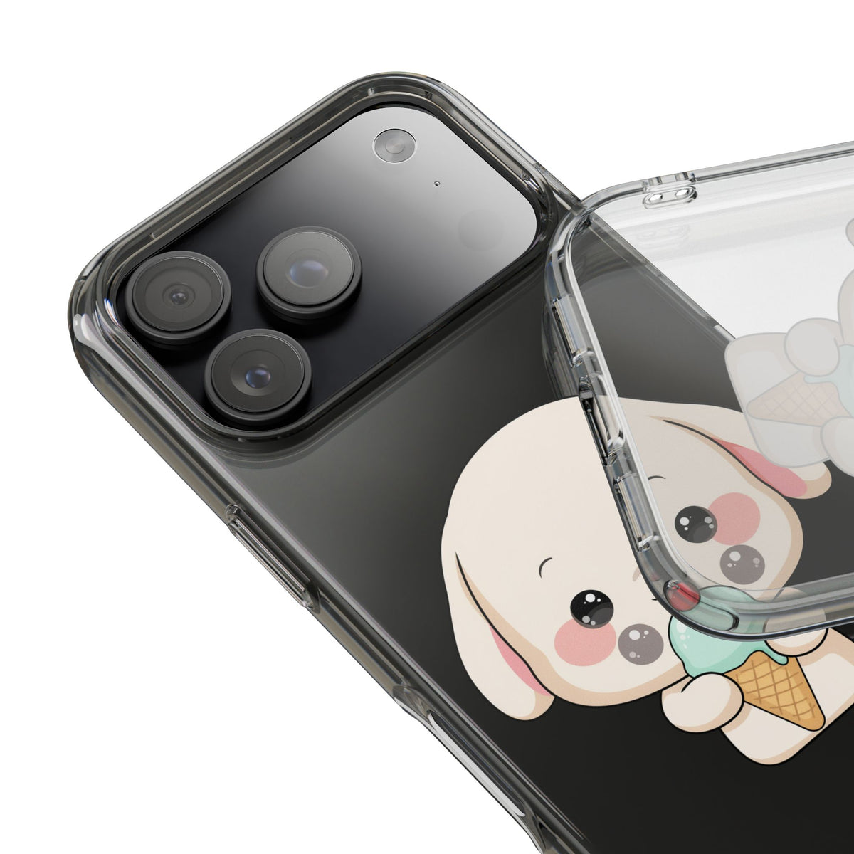 Kawaii Bunny Phone Case, Ice Cream Cutie Clear Case