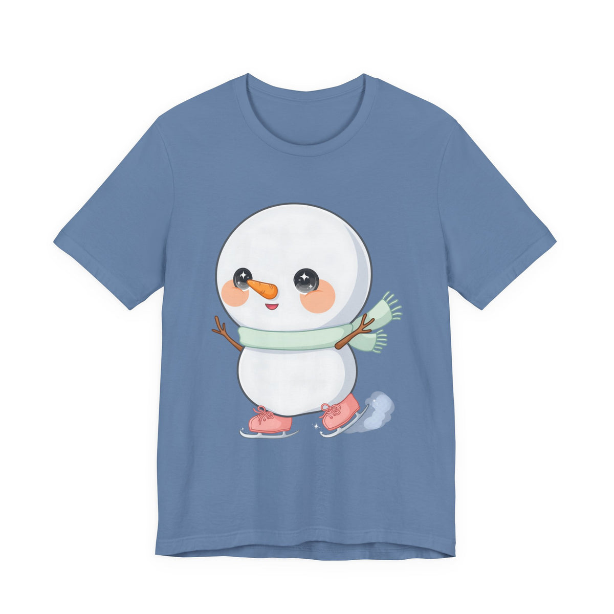 Cute Snowman T-Shirt, Kawaii Ice Skating Holiday Gift