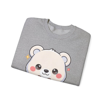 Kawaii Polar Bear Sweatshirt, Cute Gift-Giving Cub