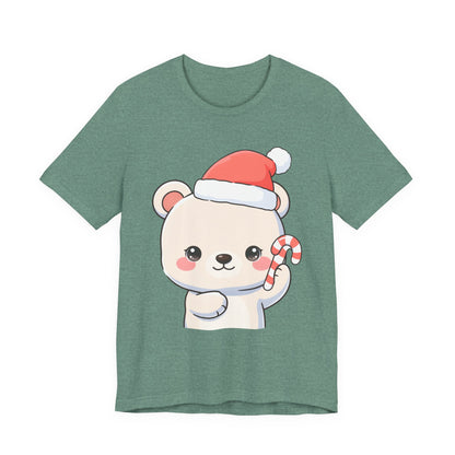 Kawaii Polar Bear Christmas Tee, Cute Holiday Gift