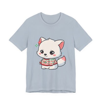 Kawaii Arctic Fox Christmas T-Shirt for Cute Holiday Fans