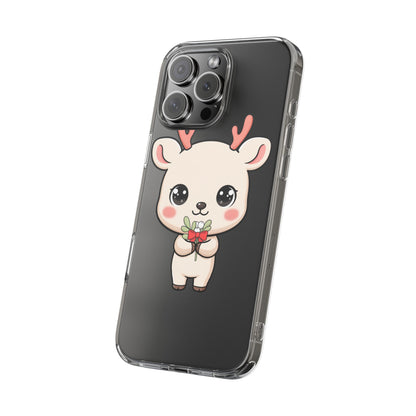 Kawaii Christmas Reindeer Clear Phone Case Gift