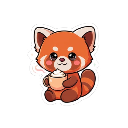 Kawaii Red Panda Latte Sticker for Coffee Lovers