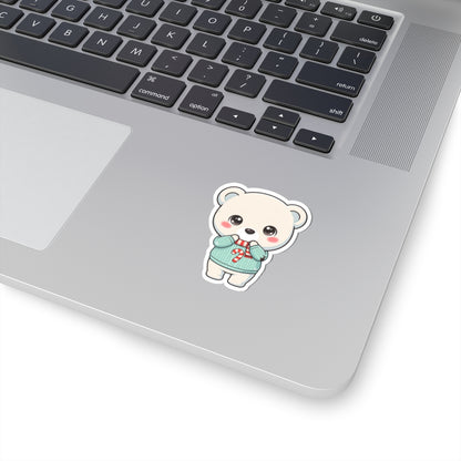 Kawaii Polar Bear Christmas Sticker for Cozy Holiday Cheer