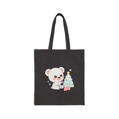 Christmas Polar Bear Tote Bag for Festive Errands