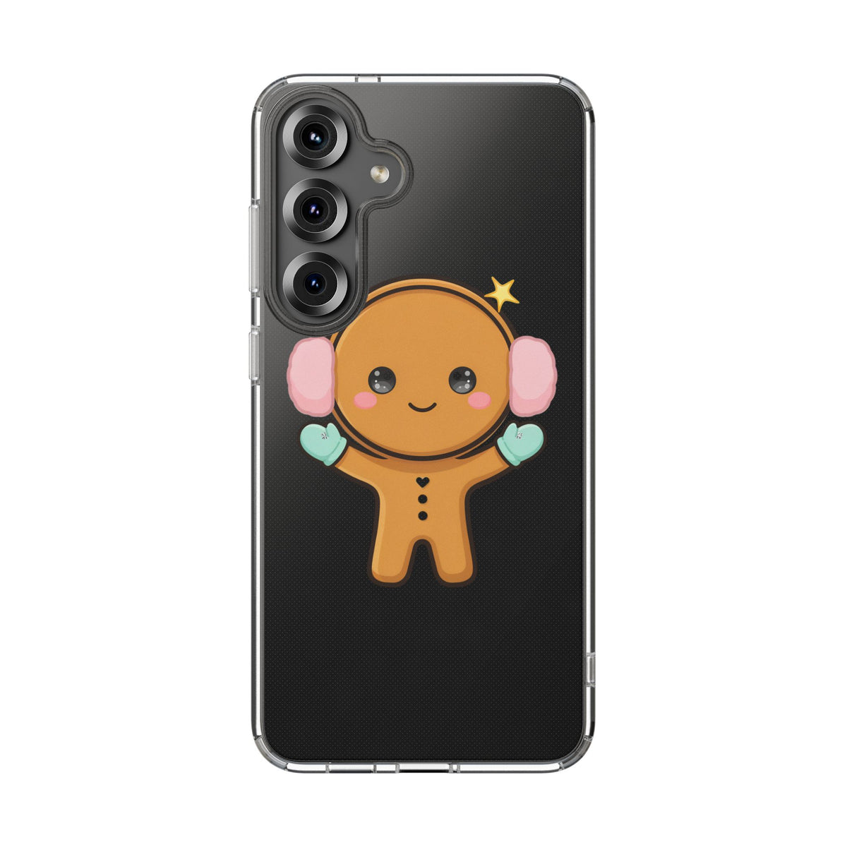 Kawaii Gingerbread Phone Case, Cute Winter Character