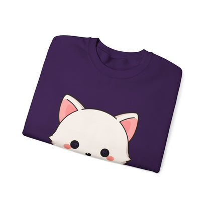 Kawaii Arctic Fox Sweatshirt, Cute Mistletoe Holiday Crewneck