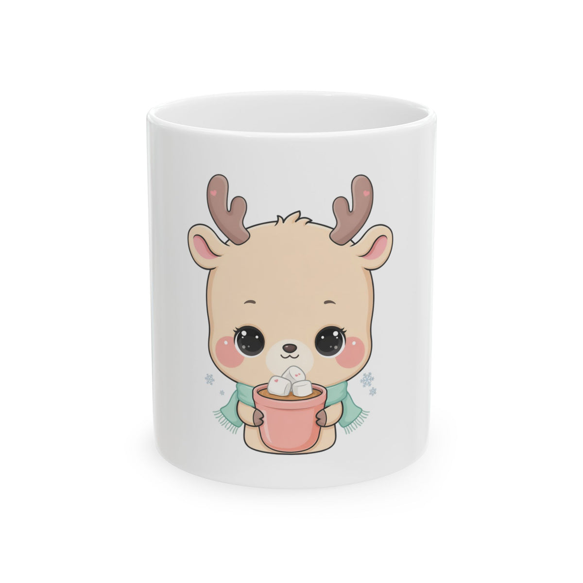 Kawaii Reindeer Mug – Cute Hot Cocoa Christmas Gift
