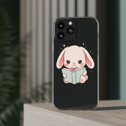 Kawaii Reading Bunny Clear Impact-Resistant Case