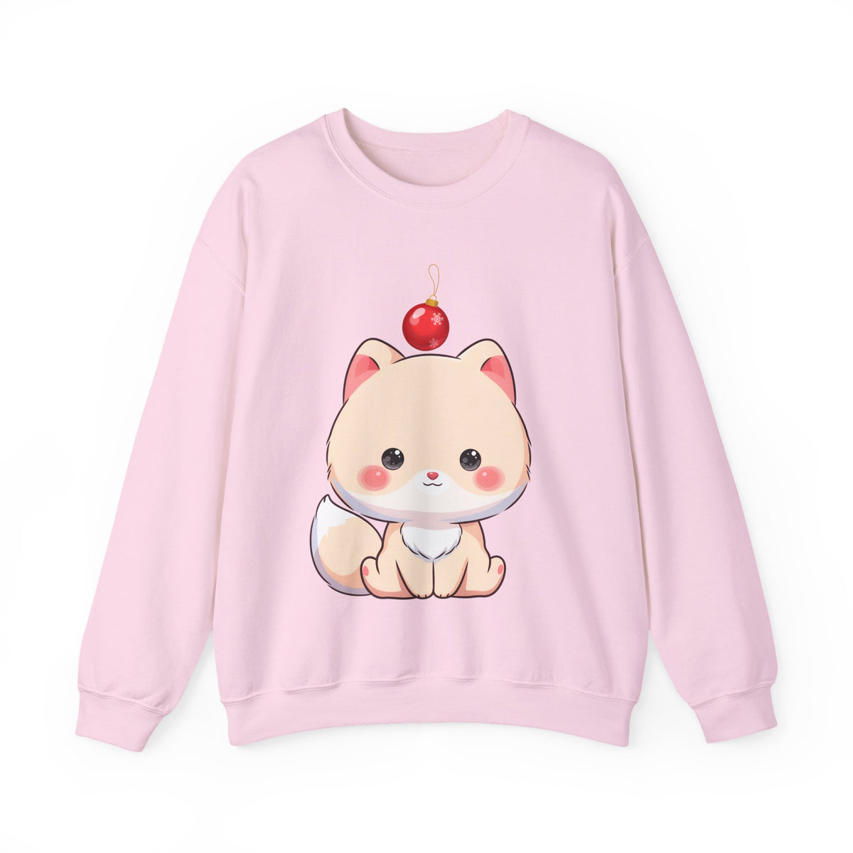 Kawaii Arctic Fox Christmas Sweatshirt, Cute Holiday Crewneck