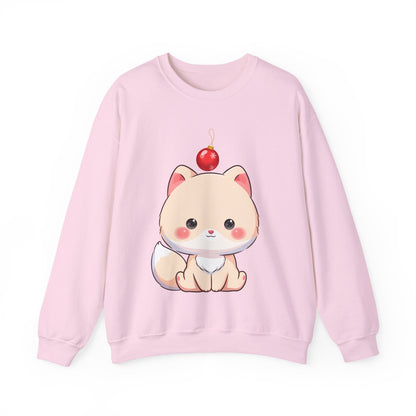 Kawaii Arctic Fox Christmas Sweatshirt, Cute Holiday Crewneck