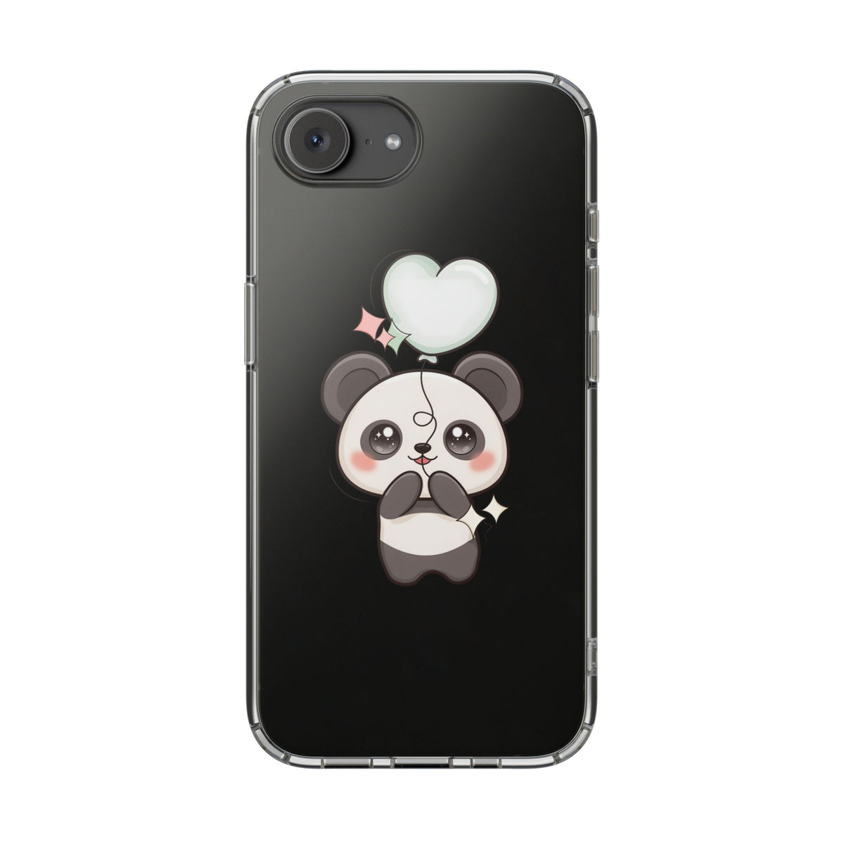 Kawaii Panda Clear Phone Case with Balloon