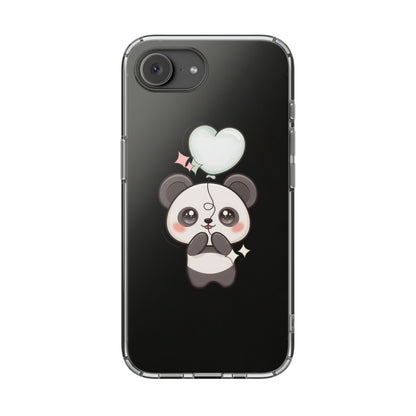 Kawaii Panda Clear Phone Case with Balloon